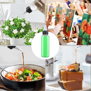 Free Samples 60ml 120ml 150ml 250ml Clear Amber Squeeze <b>Plastic</b> Paint Ink Hair Oil Applicator Bottle with Bamboo Twist Top <b>Cap</b> - Product Image 5