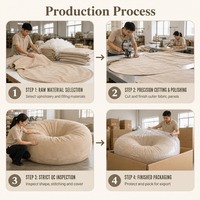 Fauteuil pouf géant en mousse déchiquetée couleur beige avec housse en peluche douce pour salon – Vente en gros directe usine