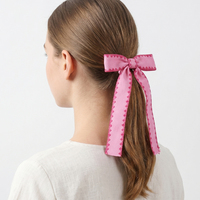 WENNAN – Nouvelle Élastique à Cheveux Rose en Tissu avec Nœud et Bord Ondulé, Longue Queue, Clip Arrière, Bandeau Élastique pour Filles et Femmes, Accessoire Cheveux
