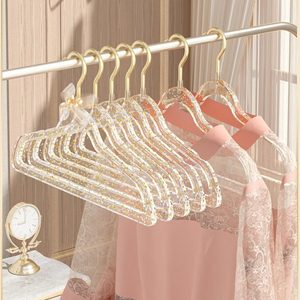 Cintres à paillettes Acrylique Transparent Plastique Antidérapant Cintres <span class=keywords><strong>Support</strong></span> de vêtements Cintres en plastique pour vêtements - Product Image 1