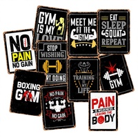 Panneau métallique vintage 'Règles de la salle de sport' pour décoration murale, panneau en étain rétro 'BOXING GYM' 'NO PAIN NO GAIN', petit poster métallique, vente en gros