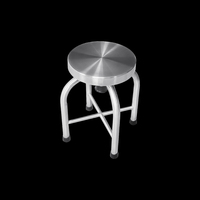Tabouret rond en acier inoxydable facile à nettoyer avec assise métallique circulaire, cadre à croisillons et pieds antidérapants pour zone de service commerciale
