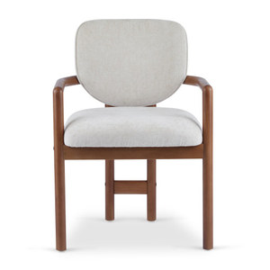 Juego de sillas de comedor 2 sillones tapizados 300 LBS Capacidad de peso Asiento de tela beige con acento de madera de caucho macizo - Product Image 6