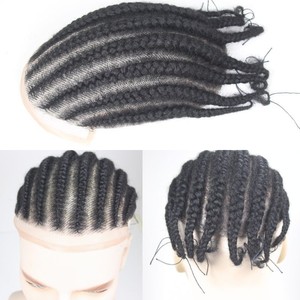 Beebaboo 8 <span class=keywords><strong>trenzas</strong></span> cornrow con cierre de encaje, peluca para <span class=keywords><strong>hombre</strong></span>, cabello humano Remy indio, 130% de densidad, rizo <span class=keywords><strong>afro</strong></span>, negro, 50-70g - Product Image 4
