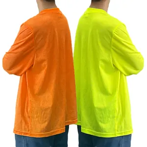 High Visibility Shirt Mesh Breathable High Visibility Reflective Construction Long Sleeve High Vis Work Safety Shirt For Safety Work