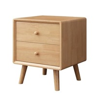 Mesa de Noche Contemporánea de Madera con Cajón, Mesa de Noche de Madera Maciza, Mesa de Noche de Madera Natural, Estilo Moderno de Mediados de Siglo