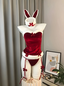 Sensuele Roleplay Lingerie Set Schattig Konijntje Meisje Uniform Met Korset Kousen Verleidelijke Nachtkleding Voor Speciale Gelegenheden - Product Image 5