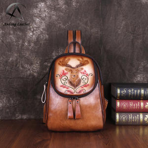 Andong - Mochila de Cuero Nueva para Mujer, Cuero Vacuno Genuino, Estilo Urbano Retro, Bolso de Hombro para Mujer, Gran Capacidad, Bolso de Mano para Chica - Product Image 1