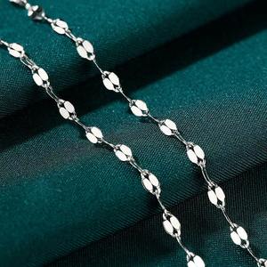 Alta calidad S999 plata fina delgada clásica Cadena de clavícula collar gargantilla caja cadena serpiente cadena Unisex joyería para mujer - Product Image 3
