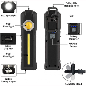 Lámpara de Trabajo COB Portátil Recargable por USB Multifuncional con Base Magnética - Product Image 4