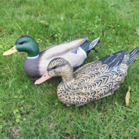 Paire de leurres de canard colvert entièrement floqués, en EVA flottant, réalistes pour la chasse, la pêche en eau et la décoration de jardin