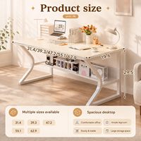 Bureau d'ordinateur moderne en bois avec rangement, design en forme de C, construction durable, taille personnalisable, bureau d'étude minimaliste