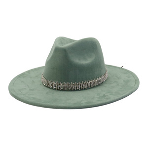 Luxe Suède Brede Rand Panama Fedora Hoed Herfst En Winter Nieuw Design Hoedenband Klassiekers Effen Kleur Vintage Fedora Hoed Groothandel - Product Image 2