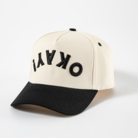 Casquette de baseball ajustable en sergé de coton bicolore structurée à 5 panneaux avec logo brodé personnalisé