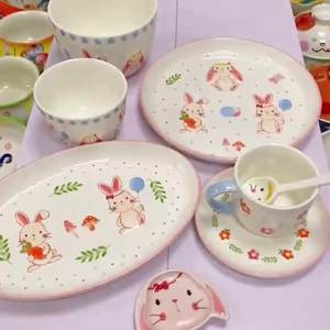 Ceramic Cartoon <b>Rabbit</b> Easter Tableware Cups, Fish Plates, Rice <b>Bowls</b>, Teapots, Cups, Plates Dinnerware Set - Product Image 6