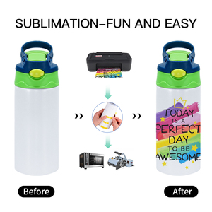 Rts מחסן usa 30 יח/ctn 12 עוז סובלימציה נירוסטה קיר כפול ואקום בידוד ילדים בקבוק מים עם מכסה להעיף - Product Image 6