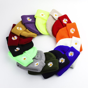 Chapeaux de sport en tricot avec broderie sur mesure pour l'hiver, <span class=keywords><strong>Bonnet</strong></span> court de couleur unie - Product Image 2