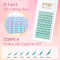 EMEDA Extensions de cils pré-faits en éventail à pointes colorées, style Anime Spire, vert pailleté, effet wispy, pour extensions de cils, vente en gros