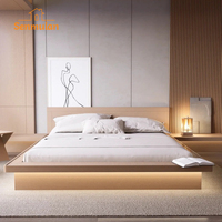 Ensemble de chambre d'hôtel contemporain pour hôtel d'affaires, lit Queen Size, tête de lit capitonnée, meubles en contreplaqué et MDF, écologique, résistant à l'eau