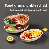 Boîte à lunch moderne en pulpe jetable, compatible micro-ondes, 850 ml, ovale, emballage à emporter biodégradable, bol léger pour salade, fitness, origine Chine
