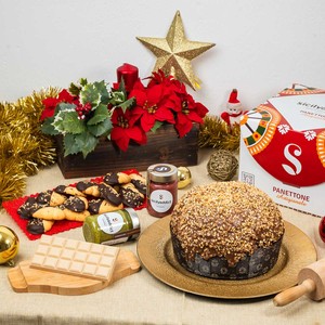 Coffret Cadeau de Noël Sicilyaddict, Panettone Artisanal de Luxe en Panier, Cadeaux Promotionnels Thématiques Nouveauté - Product Image 1