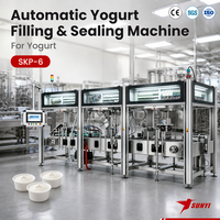 Machine de remplissage et de scellage de pots de yaourt, système de remplissage de précision servo, nettoyage CIP, conception hygiénique HEPA pour les fabricants laitiers