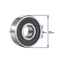 Bantalan Bola Alur Dalam 8mmX22mmX7mm 608 Bantalan Bola Baja Krom untuk Skateboard & Skuter Rollerblade dengan Segel RS