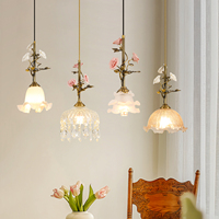 Lampes de restaurant vintage françaises, lampes de chevet de style campagnard antique pour chambre à coucher, lampes de table de bar, lustre en forme de rose