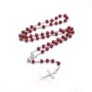 6mm rosa profumo perline in legno croce sacra collana con rosari in <span class=keywords><strong>argento</strong></span> croce Maria centro <span class=keywords><strong>rosario</strong></span> <span class=keywords><strong>gioielli</strong></span> religiosi - Product Image 5