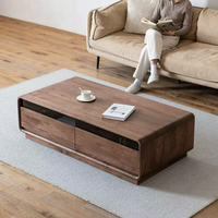 Table basse et thé nordique moderne en bois massif Design simple en noyer noir pour petite maison ou appartement