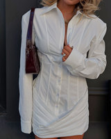 2026 nouveau à la mode printemps Sexy Mini chemise robe bureau dame taille haute luxe Blazer col rabattu robes pour les femmes