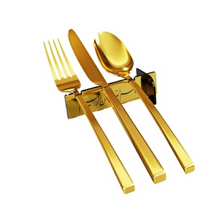 Support décoratif doré pour cuillères, fourchettes et couteaux de style arabe – Organisateur de couverts pour mariage, hôtel, restaurant, maison - Product Image 1
