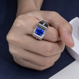 Messi Jewelry MSR-1948 925 <b>Silver</b> Cushion Shape Lab Gemstone <b>Ring</b> <b>Men</b> <b>Ring</b> - Product Image 5