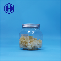 Pot en plastique PET de forme polygonale de 820 ml pour bonbons rocheux, noix, en-cas, aliments en conserve avec couvercle en plastique, étanche, sans BPA, qualité alimentaire