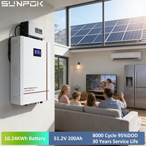 แบตเตอรี่ลิเธียมอิออน Sunpok รับประกัน 5 ปี 51.2V 100Ah 200Ah 2.5kwh 5Kwh 10Kwh แบตเตอรี่ลิเธียม 48v สำหรับใช้ในบ้าน - Product Image 2