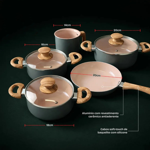 Juego de Ollas y Sartenes de Cerámica Moderna con Revestimiento de Mármol, Tapas de Vidrio, Asas de Baquelita, Antiadherente, 6 Piezas, de Aluminio, Compatible con Inducción - Product Image 5