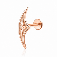 Boucles d'oreilles en argent sterling S925 en forme de croissant de lune, tendance, haut de gamme, simples, élégantes avec design de perforation en spirale intérieure à vis.