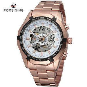 Marca de lujo de Forsining hombres <span class=keywords><strong>reloj</strong></span> de oro rosa manos luminosas esqueleto mecánico automático de hombre Vintage Relojes - Product Image 2