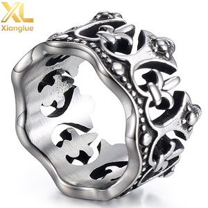 Hot Fashion European American Retro Trendy Punk Stainless Steel <b>Crown</b> <b>Ring</b> Multi-color Stone Factory Direct Supply - Product Image 3