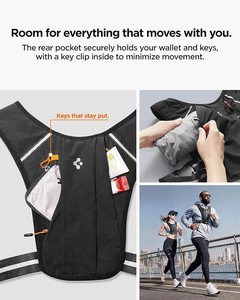 यूनिसेक्स रनिंग वेस्ट लाइट रिलेक्टिव रन बनियान, फोन पॉकेट कुंजी क्लिप और समायोज्य फिट - Product Image 3