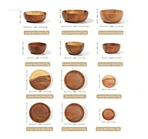 Ensemble de saladiers <span class=keywords><strong>en</strong></span> <span class=keywords><strong>bois</strong></span> d'acacia naturel de conception moderne, vente <span class=keywords><strong>en</strong></span> gros, multifonctionnel pour la maison, la cuisine, la <span class=keywords><strong>vaisselle</strong></span> et les boissons - Product Image 2