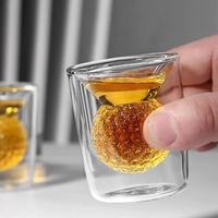 50ml clair vin thé eau crème glacée haute Borosilicate épaissi verre tasse Golf balle forme Double gobelet verres à liqueur