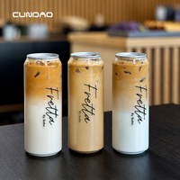 Cundao – Nouveaux contenants jetables personnalisés en PET avec couvercle en aluminium pour desserts, sodas et bubble tea, 330 ml, 500 ml, bouteilles et canettes en plastique transparent avec anneau de traction