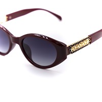 Lunettes de soleil rétro œil de chat pour femmes avec chaîne dorée décorative, protection UV400, style vintage, logo personnalisé, lunettes de soleil œil de chat surdimensionnées