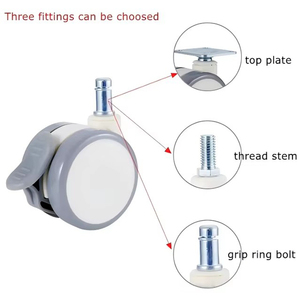 Full <b>Plastic</b> PU Twin Caster 2 Inch Grey <b>Wheels</b> Replacement For Furniture Table Bathroom Living Room - Product Image 6