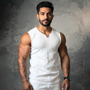 Débardeur <span class=keywords><strong>de</strong></span> <span class=keywords><strong>musculation</strong></span> pour hommes, sans manches, respirant, pour l'été, course à pied, entraînement, basique, pas cher, pour la plage - Product Image 5