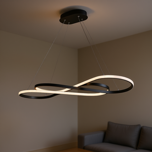 Lampadario a Sospensione LED Moderno Design Infinity Finitura Nera Altezza Regolabile Dimmerabile per Soggiorno - Product Image 2