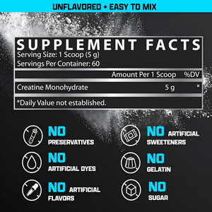 Créatine monohydrate en poudre micronisée, compléments nutritionnels sportifs pour adultes, 300 g, dose de 5 g, durée de conservation de 24 mois - Product Image 4
