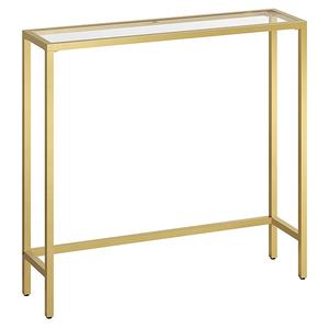 Table console moderne en verre trempé doré <span class=keywords><strong>Bureau</strong></span> latéral <span class=keywords><strong>d</strong></span>'<span class=keywords><strong>entrée</strong></span> de couloir avec base en bois Petite table de canapé ou table basse - Product Image 4