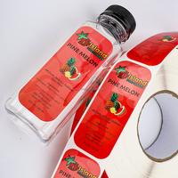 Etiqueta Adhesiva Personalizada para Envases de Bebidas, Etiquetas para Botellas de Jugo de 12 oz, Botella de Jugo de Plástico con Etiqueta Transparente de 32 oz